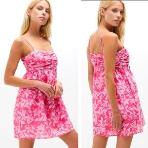 Charlie Holiday NEW Madonna Linen Cotton Mini Dress Ruched Tropical Floral Print
